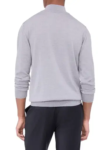 Bugatchi Men's Spencer Wool Half-Zip Sweater - Platinum | Thumbnail 4 Bugatchi Men's Spencer Wool Half-Zip Sweater - Platinum | Thumbnail 4