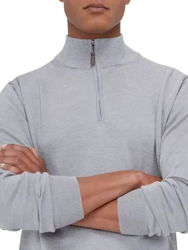 Bugatchi Men's Spencer Wool Half-Zip Sweater - Platinum | Thumbnail 5 Bugatchi Men's Spencer Wool Half-Zip Sweater - Platinum | Thumbnail 5