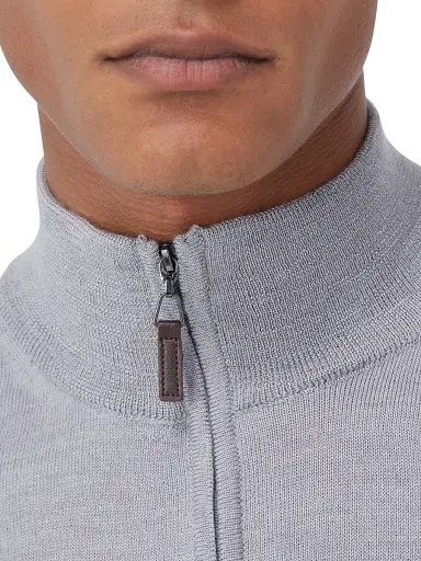 Bugatchi Men's Spencer Wool Half-Zip Sweater - Platinum | Thumbnail 6 Bugatchi Men's Spencer Wool Half-Zip Sweater - Platinum | Thumbnail 6