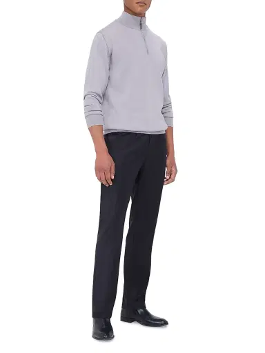 Bugatchi Men's Spencer Wool Half-Zip Sweater - Platinum | Thumbnail 1 Bugatchi Men's Spencer Wool Half-Zip Sweater - Platinum | Thumbnail 1