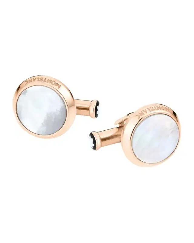 Mother-of-Pearl Round Rose Golden Cuff Links Mother-of-Pearl Round Rose Golden Cuff Links