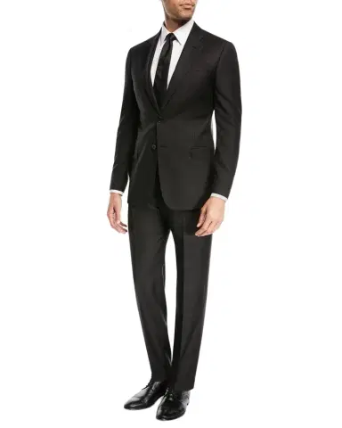 Emporio Armani Super 130s Wool Two-Piece Classic Fit Suit, Black | Thumbnail 1 Emporio Armani Super 130s Wool Two-Piece Classic Fit Suit, Black | Thumbnail 1