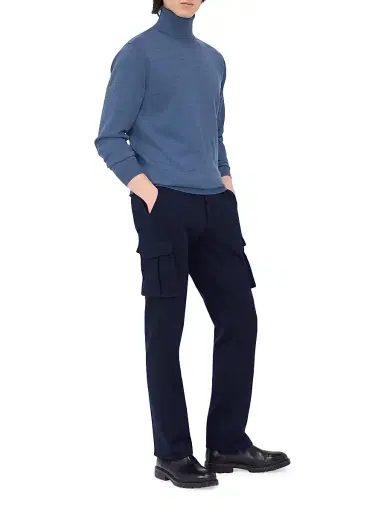 Bugatchi Men's Sawyer Turtleneck Sweater - Denim | Thumbnail 2 Bugatchi Men's Sawyer Turtleneck Sweater - Denim | Thumbnail 2