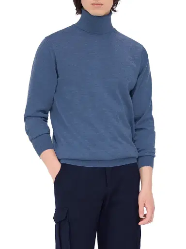 Bugatchi Men's Sawyer Turtleneck Sweater - Denim | Thumbnail 3 Bugatchi Men's Sawyer Turtleneck Sweater - Denim | Thumbnail 3