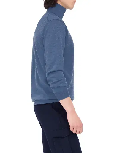 Bugatchi Men's Sawyer Turtleneck Sweater - Denim | Thumbnail 4 Bugatchi Men's Sawyer Turtleneck Sweater - Denim | Thumbnail 4