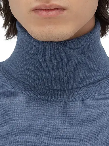 Bugatchi Men's Sawyer Turtleneck Sweater - Denim | Thumbnail 6 Bugatchi Men's Sawyer Turtleneck Sweater - Denim | Thumbnail 6