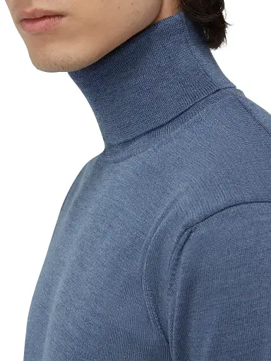 Bugatchi Men's Sawyer Turtleneck Sweater - Denim | Thumbnail 7 Bugatchi Men's Sawyer Turtleneck Sweater - Denim | Thumbnail 7