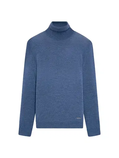 Bugatchi Men's Sawyer Turtleneck Sweater - Denim | Thumbnail 1 Bugatchi Men's Sawyer Turtleneck Sweater - Denim | Thumbnail 1