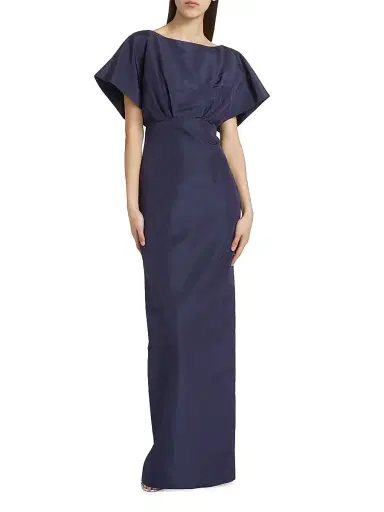Carolina Herrera Women's Silk Faille Fan Bodice Column Gown - Black | Thumbnail 2 Carolina Herrera Women's Silk Faille Fan Bodice Column Gown - Black | Thumbnail 2