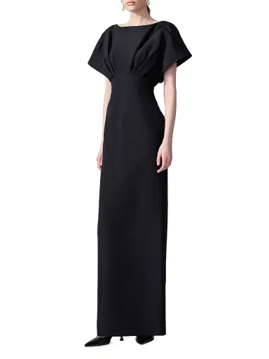 Carolina Herrera Women's Silk Faille Fan Bodice Column Gown - Black | Thumbnail 3 Carolina Herrera Women's Silk Faille Fan Bodice Column Gown - Black | Thumbnail 3