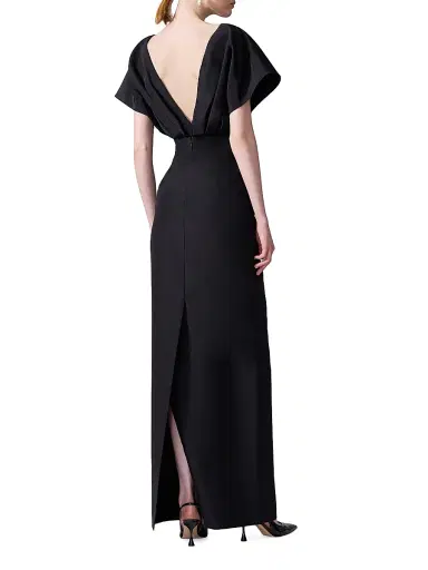 Carolina Herrera Women's Silk Faille Fan Bodice Column Gown - Black | Thumbnail 4 Carolina Herrera Women's Silk Faille Fan Bodice Column Gown - Black | Thumbnail 4