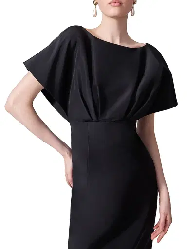 Carolina Herrera Women's Silk Faille Fan Bodice Column Gown - Black | Thumbnail 5 Carolina Herrera Women's Silk Faille Fan Bodice Column Gown - Black | Thumbnail 5