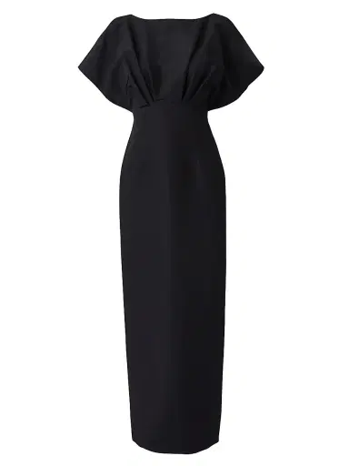 Carolina Herrera Women's Silk Faille Fan Bodice Column Gown - Black | Thumbnail 1 Carolina Herrera Women's Silk Faille Fan Bodice Column Gown - Black | Thumbnail 1