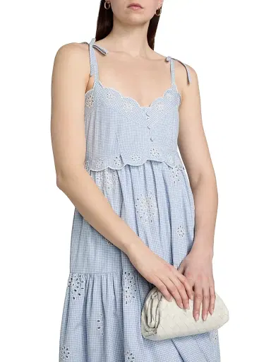 Cinq à Sept Women's Darcey Gingham Eyelet Midi-Dress - Lilac Opal Ivory - Size 16 | Thumbnail 6 Cinq à Sept Women's Darcey Gingham Eyelet Midi-Dress - Lilac Opal Ivory - Size 16 | Thumbnail 6