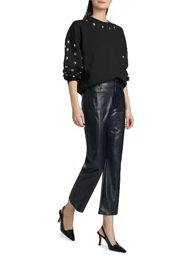 Cinq à Sept Women's Dorothea Faux Leather Cropped Flare Pants - Black | Thumbnail 2 Cinq à Sept Women's Dorothea Faux Leather Cropped Flare Pants - Black | Thumbnail 2