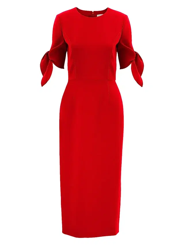 Women's Tie Elbow-Sleeve Cocktail Dress - Herrera Red Women's Tie Elbow-Sleeve Cocktail Dress - Herrera Red