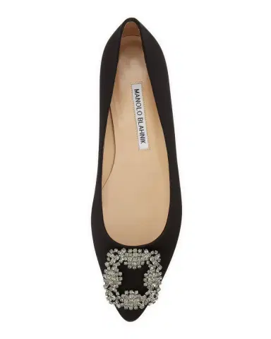 Manolo Blahnik Hangisi Crystal-Buckle Satin Flat | Thumbnail 4 Manolo Blahnik Hangisi Crystal-Buckle Satin Flat | Thumbnail 4