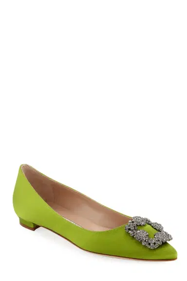 Manolo Blahnik Hangisi Crystal-Buckle Satin Flat | Thumbnail 5 Manolo Blahnik Hangisi Crystal-Buckle Satin Flat | Thumbnail 5