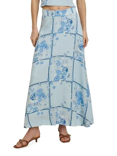 Favorite Daughter Women's The There For You Floral Linen Maxi Skirt | Thumbnail 3 Favorite Daughter Women's The There For You Floral Linen Maxi Skirt | Thumbnail 3