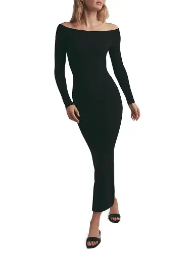 Favorite Daughter Women's The Sara Off-The-Shoulder Midi-Dress - Black - Size XS | Thumbnail 2 Favorite Daughter Women's The Sara Off-The-Shoulder Midi-Dress - Black - Size XS | Thumbnail 2