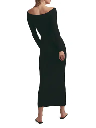 Favorite Daughter Women's The Sara Off-The-Shoulder Midi-Dress - Black - Size XS | Thumbnail 4 Favorite Daughter Women's The Sara Off-The-Shoulder Midi-Dress - Black - Size XS | Thumbnail 4