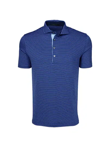 Greyson Men's Quogue Striped Polo Shirt - Dark Maltese Blue - Size Small | Thumbnail 1 Greyson Men's Quogue Striped Polo Shirt - Dark Maltese Blue - Size Small | Thumbnail 1
