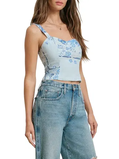 Favorite Daughter Women's The There For You Floral Linen Crop Top - Floral Scarf - Size 00 | Thumbnail 4 Favorite Daughter Women's The There For You Floral Linen Crop Top - Floral Scarf - Size 00 | Thumbnail 4