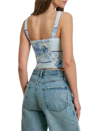 Favorite Daughter Women's The There For You Floral Linen Crop Top - Floral Scarf - Size 00 | Thumbnail 5 Favorite Daughter Women's The There For You Floral Linen Crop Top - Floral Scarf - Size 00 | Thumbnail 5
