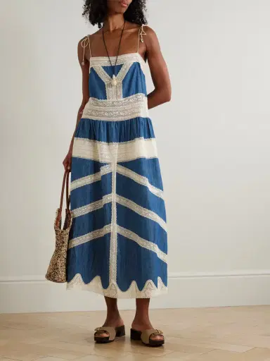 Zimmermann Awaken Lace-trimmed Denim Midi Dress | Thumbnail 2 Zimmermann Awaken Lace-trimmed Denim Midi Dress | Thumbnail 2