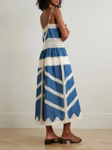 Zimmermann Awaken Lace-trimmed Denim Midi Dress | Thumbnail 3 Zimmermann Awaken Lace-trimmed Denim Midi Dress | Thumbnail 3