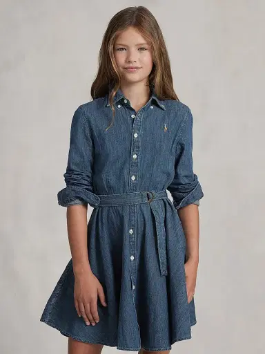 Polo Ralph Lauren Little Girl's & Girl's Belted Denim Shirtdress - Indigo | Thumbnail 2 Polo Ralph Lauren Little Girl's & Girl's Belted Denim Shirtdress - Indigo | Thumbnail 2