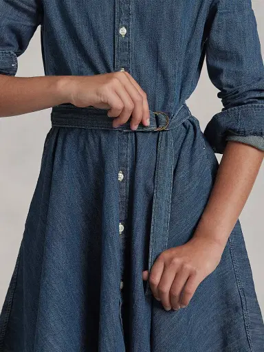 Polo Ralph Lauren Little Girl's & Girl's Belted Denim Shirtdress - Indigo | Thumbnail 4 Polo Ralph Lauren Little Girl's & Girl's Belted Denim Shirtdress - Indigo | Thumbnail 4