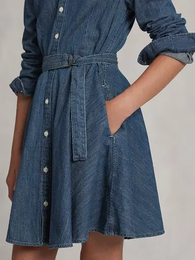 Polo Ralph Lauren Little Girl's & Girl's Belted Denim Shirtdress - Indigo | Thumbnail 5 Polo Ralph Lauren Little Girl's & Girl's Belted Denim Shirtdress - Indigo | Thumbnail 5