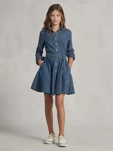 Polo Ralph Lauren Little Girl's & Girl's Belted Denim Shirtdress - Indigo | Thumbnail 6 Polo Ralph Lauren Little Girl's & Girl's Belted Denim Shirtdress - Indigo | Thumbnail 6