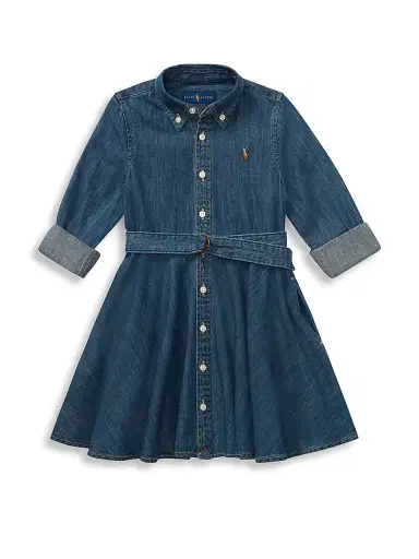 Polo Ralph Lauren Little Girl's & Girl's Belted Denim Shirtdress - Indigo | Thumbnail 1 Polo Ralph Lauren Little Girl's & Girl's Belted Denim Shirtdress - Indigo | Thumbnail 1
