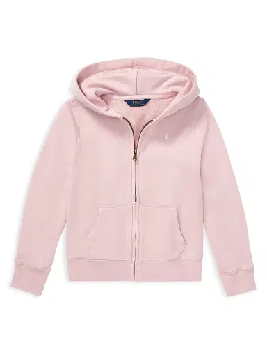 Polo Ralph Lauren Little Girl's French Terry Hoodie - Pink | Thumbnail 1 Polo Ralph Lauren Little Girl's French Terry Hoodie - Pink | Thumbnail 1