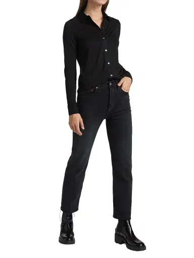 Theory Women's Riduro Organic Cotton Shirt - Black 001 | Thumbnail 2 Theory Women's Riduro Organic Cotton Shirt - Black 001 | Thumbnail 2