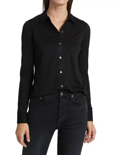 Theory Women's Riduro Organic Cotton Shirt - Black 001 | Thumbnail 3 Theory Women's Riduro Organic Cotton Shirt - Black 001 | Thumbnail 3