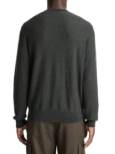 Vince Men's Geo Jacquard Long-Sleeve Crewneck Sweater - Driver Green Coastal | Thumbnail 4 Vince Men's Geo Jacquard Long-Sleeve Crewneck Sweater - Driver Green Coastal | Thumbnail 4