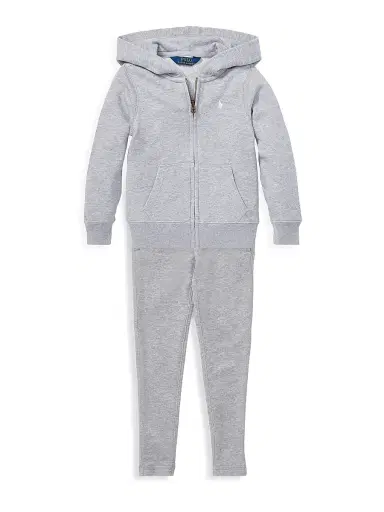 Polo Ralph Lauren Little Girl's French Terry Hoodie - Light Grey | Thumbnail 2 Polo Ralph Lauren Little Girl's French Terry Hoodie - Light Grey | Thumbnail 2