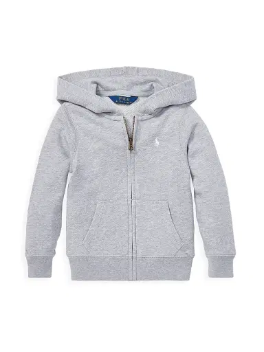 Polo Ralph Lauren Little Girl's French Terry Hoodie - Light Grey | Thumbnail 1 Polo Ralph Lauren Little Girl's French Terry Hoodie - Light Grey | Thumbnail 1