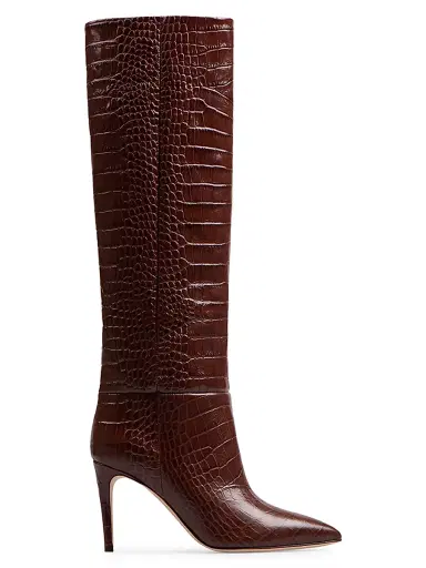 Paris Texas Women's Stiletto 85MM Crocodile-Embossed Leather Boots - Brown | Thumbnail 1 Paris Texas Women's Stiletto 85MM Crocodile-Embossed Leather Boots - Brown | Thumbnail 1