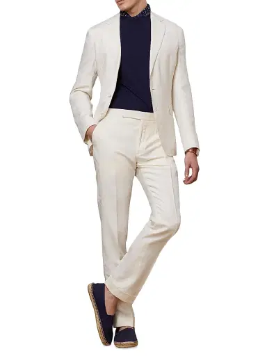 Ralph Lauren Purple Label Men's Gregory Hand-Tailored Silk-Linen Trousers - Classic Cream | Thumbnail 2 Ralph Lauren Purple Label Men's Gregory Hand-Tailored Silk-Linen Trousers - Classic Cream | Thumbnail 2
