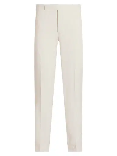 Ralph Lauren Purple Label Men's Gregory Hand-Tailored Silk-Linen Trousers - Classic Cream | Thumbnail 1 Ralph Lauren Purple Label Men's Gregory Hand-Tailored Silk-Linen Trousers - Classic Cream | Thumbnail 1