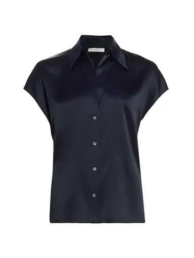 Vince Women's Cap-Sleeve Silk Blouse - Coastal - Size XXS | Thumbnail 1 Vince Women's Cap-Sleeve Silk Blouse - Coastal - Size XXS | Thumbnail 1