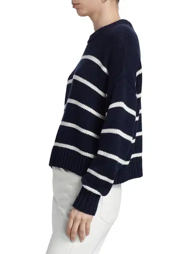Jenni Kayne Women's Chloe Striped Cotton Crewneck Sweater - Navy Stripe | Thumbnail 4 Jenni Kayne Women's Chloe Striped Cotton Crewneck Sweater - Navy Stripe | Thumbnail 4