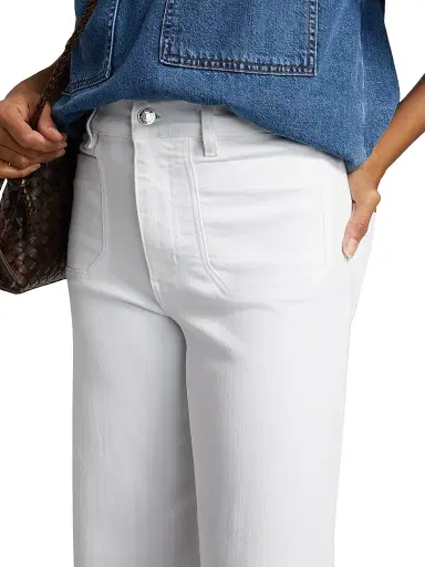 FRAME Women's Le Slim High-Rise Flared Cropped Jeans - White | Thumbnail 6 FRAME Women's Le Slim High-Rise Flared Cropped Jeans - White | Thumbnail 6