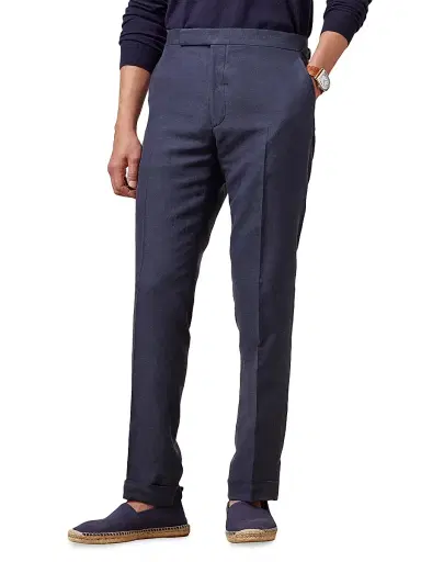 Ralph Lauren Purple Label Men's Gregory Hand-Tailored Silk-Linen Trousers | Thumbnail 3 Ralph Lauren Purple Label Men's Gregory Hand-Tailored Silk-Linen Trousers | Thumbnail 3