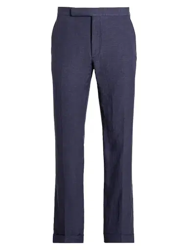 Ralph Lauren Purple Label Men's Gregory Hand-Tailored Silk-Linen Trousers | Thumbnail 1 Ralph Lauren Purple Label Men's Gregory Hand-Tailored Silk-Linen Trousers | Thumbnail 1