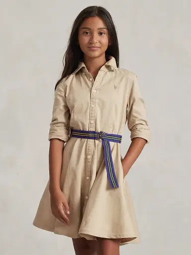 Polo Ralph Lauren Little Girl's & Girl's Belted Chino Dress - Beige | Thumbnail 3 Polo Ralph Lauren Little Girl's & Girl's Belted Chino Dress - Beige | Thumbnail 3